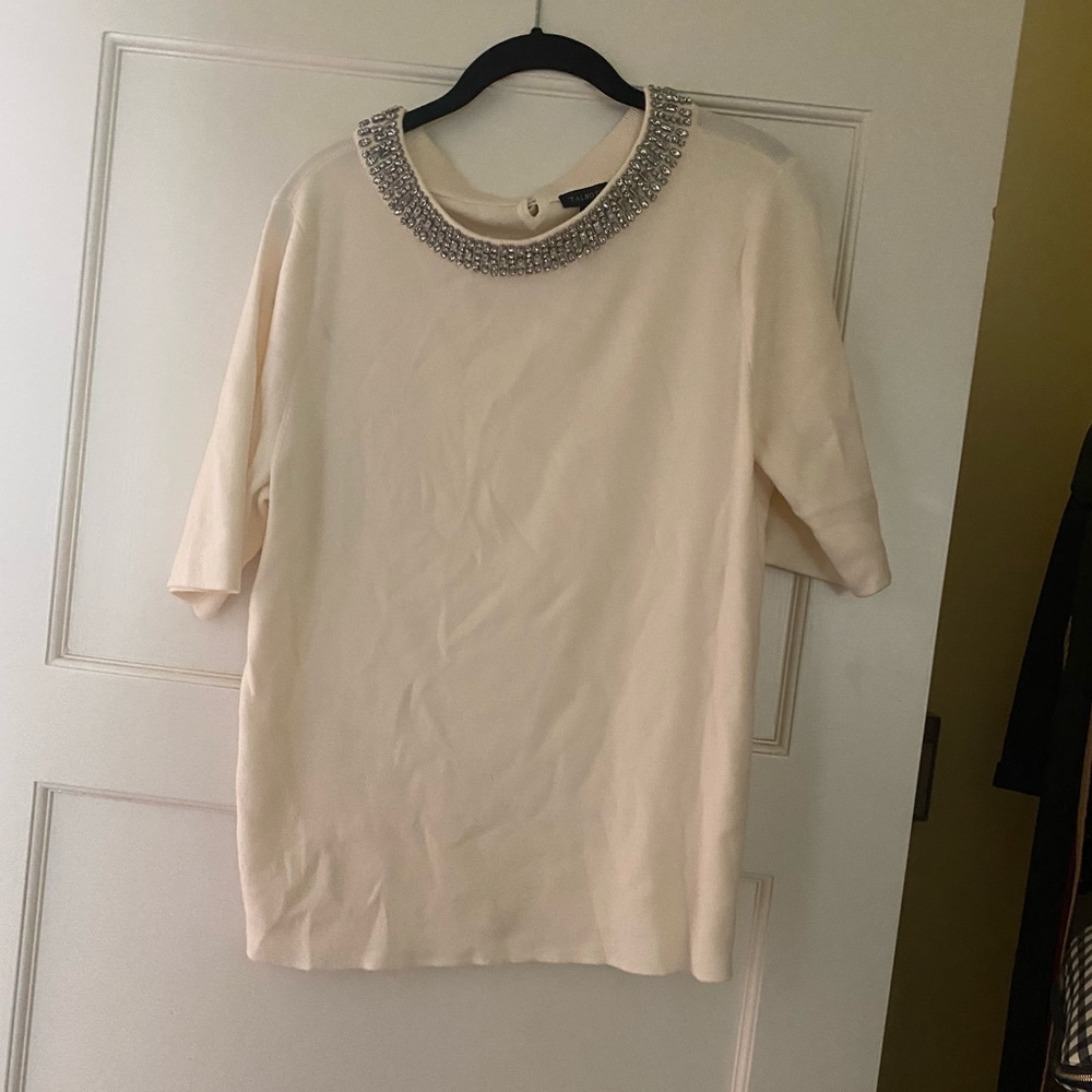 Talbots Cream Sweater with Silver Embellishments